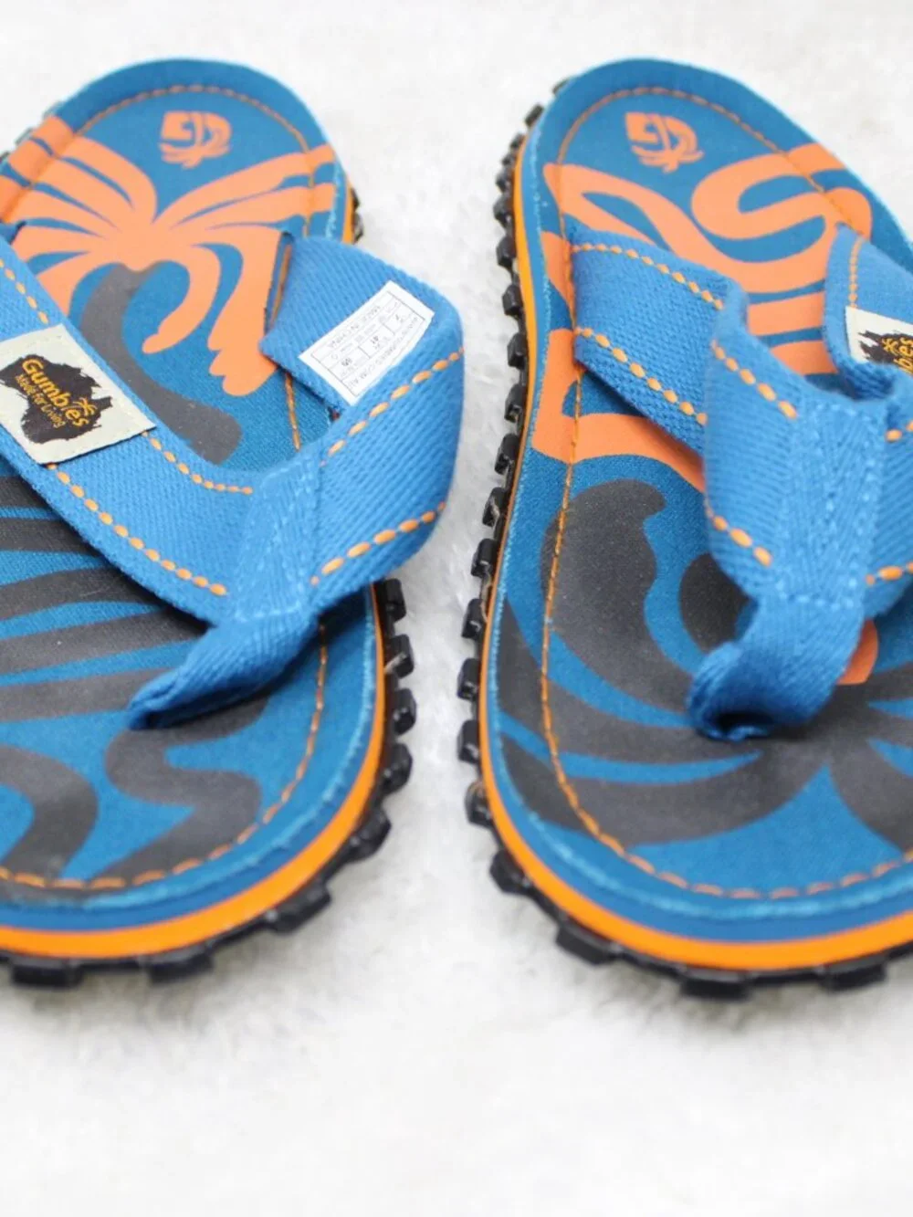 Gumbies Islander Canvas Flip Flops Sandals Mens 8 Womens 9 Blue Tropical Print